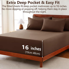 Hotel Soft Bed Sheet Set- Bedding Sheets & Pillowcases -Breathable Bedding - Wrinkle, Fade, Stain Resistant-Deep Pocket Flat 