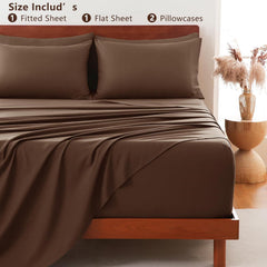 Hotel Soft Bed Sheet Set- Bedding Sheets & Pillowcases -Breathable Bedding - Wrinkle, Fade, Stain Resistant-Deep Pocket Flat 