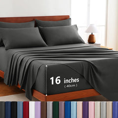 Hotel Soft Bed Sheet Set- Bedding Sheets & Pillowcases -Breathable Bedding - Wrinkle, Fade, Stain Resistant-Deep Pocket Flat 