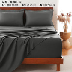 Hotel Soft Bed Sheet Set- Bedding Sheets & Pillowcases -Breathable Bedding - Wrinkle, Fade, Stain Resistant-Deep Pocket Flat 
