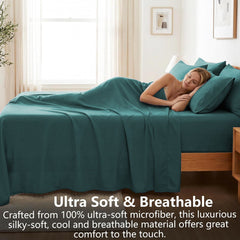 Hotel Soft Bed Sheet Set- Bedding Sheets & Pillowcases -Breathable Bedding - Wrinkle, Fade, Stain Resistant-Deep Pocket Flat 