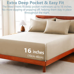 Hotel Soft Bed Sheet Set- Bedding Sheets & Pillowcases -Breathable Bedding - Wrinkle, Fade, Stain Resistant-Deep Pocket Flat 