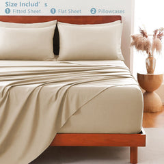 Hotel Soft Bed Sheet Set- Bedding Sheets & Pillowcases -Breathable Bedding - Wrinkle, Fade, Stain Resistant-Deep Pocket Flat 