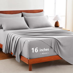 Hotel Soft Bed Sheet Set- Bedding Sheets & Pillowcases -Breathable Bedding - Wrinkle, Fade, Stain Resistant-Deep Pocket Flat 