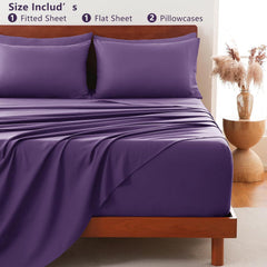 Hotel Soft Bed Sheet Set- Bedding Sheets & Pillowcases -Breathable Bedding - Wrinkle, Fade, Stain Resistant-Deep Pocket Flat 
