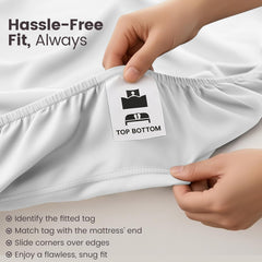 Hotel Quality Fitted Sheet - 1 Piece Fitted Sheet  -Breathable Bedding - Wrinkle, Fade, Stain Resistant- 16inch/40cm Deep Poc