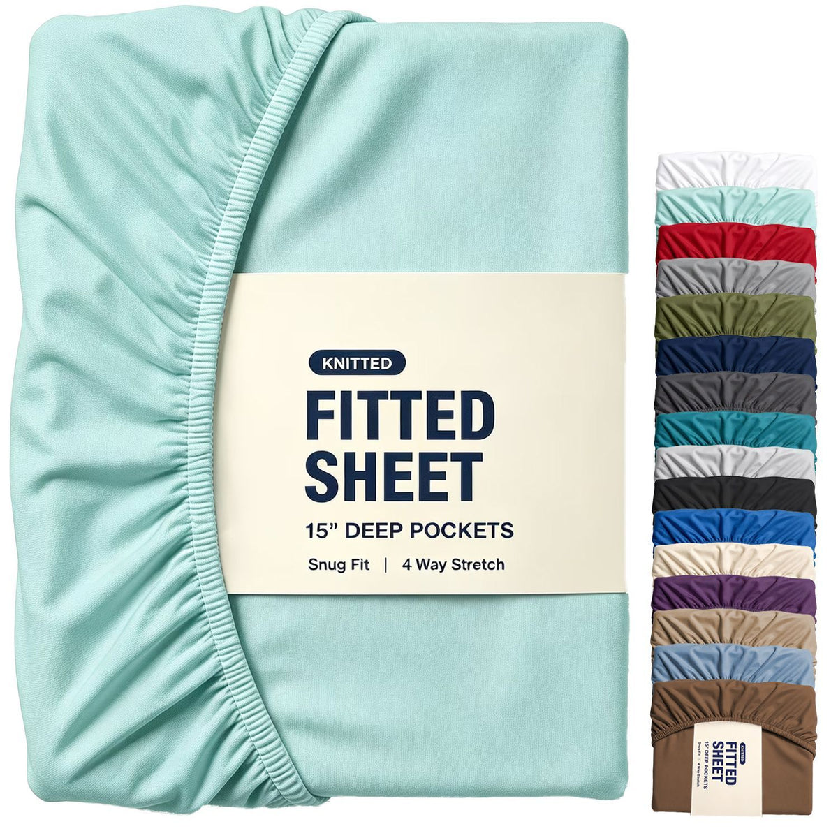 Hotel Quality Fitted Sheet - 1 Piece Fitted Sheet  -Breathable Bedding - Wrinkle, Fade, Stain Resistant- 16inch/40cm Deep Poc