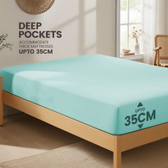 Hotel Quality Fitted Sheet - 1 Piece Fitted Sheet  -Breathable Bedding - Wrinkle, Fade, Stain Resistant- 16inch/40cm Deep Poc