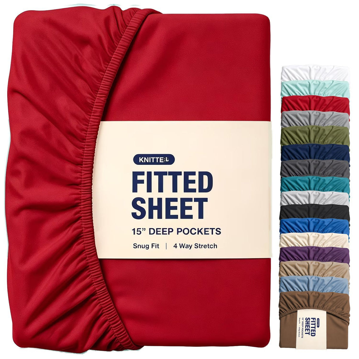 Hotel Quality Fitted Sheet - 1 Piece Fitted Sheet  -Breathable Bedding - Wrinkle, Fade, Stain Resistant- 16inch/40cm Deep Poc