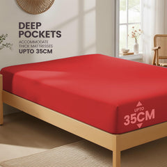 Hotel Quality Fitted Sheet - 1 Piece Fitted Sheet  -Breathable Bedding - Wrinkle, Fade, Stain Resistant- 16inch/40cm Deep Poc