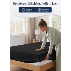Hotel Quality Fitted Sheet - 1 Piece Fitted Sheet  -Breathable Bedding - Wrinkle, Fade, Stain Resistant- 16inch/40cm Deep Poc