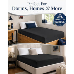 Hotel Quality Fitted Sheet - 1 Piece Fitted Sheet  -Breathable Bedding - Wrinkle, Fade, Stain Resistant- 16inch/40cm Deep Poc
