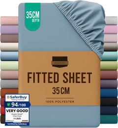 Hotel Quality Fitted Sheet - 1 Piece Fitted Sheet  -Breathable Bedding - Wrinkle, Fade, Stain Resistant- 16inch/40cm Deep Poc