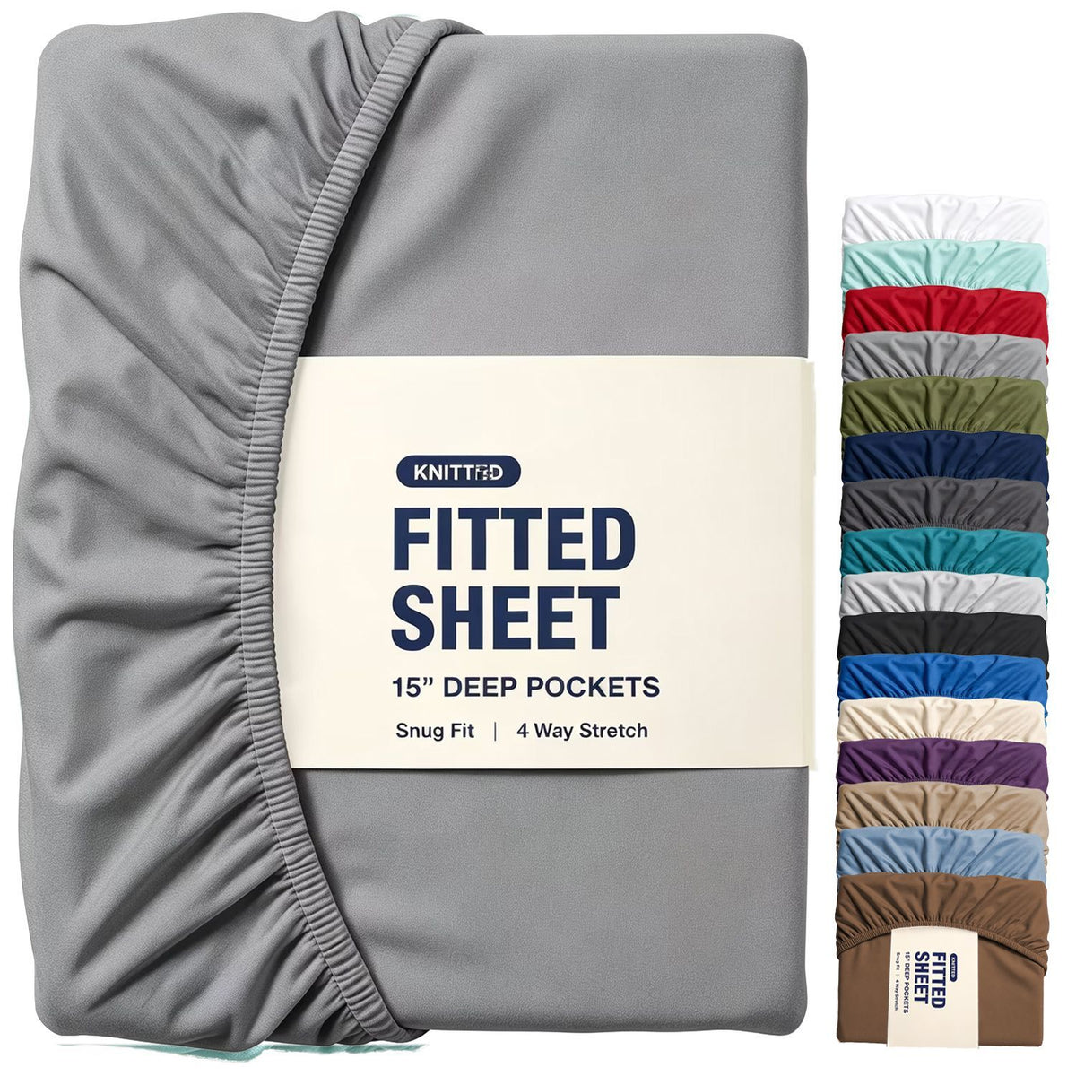 Hotel Quality Fitted Sheet - 1 Piece Fitted Sheet  -Breathable Bedding - Wrinkle, Fade, Stain Resistant- 16inch/40cm Deep Poc