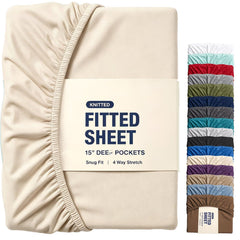 Hotel Quality Fitted Sheet - 1 Piece Fitted Sheet  -Breathable Bedding - Wrinkle, Fade, Stain Resistant- 16inch/40cm Deep Poc