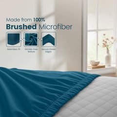 Hotel Quality Fitted Sheet - 1 Piece Fitted Sheet  -Breathable Bedding - Wrinkle, Fade, Stain Resistant- 16inch/40cm Deep Poc