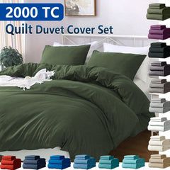 Hotel Soft Microfiber Duvet Cover Set-2000TC Quilt Cover Set & Pillowcases -1 Donna Cover Zipper Closure & 1 x Pillowcases-Br