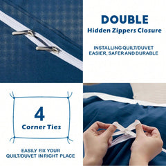 Hotel Soft Microfiber Duvet Cover Set-2000TC Quilt Cover Set & Pillowcases -1 Donna Cover Zipper Closure & 1 x Pillowcases-Br