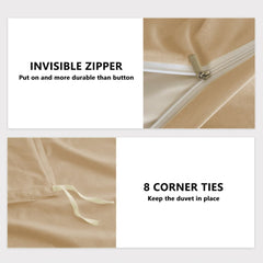Hotel Soft Microfiber Duvet Cover Set-2000TC Quilt Cover Set & Pillowcases -1 Donna Cover Zipper Closure & 1 x Pillowcases-Br