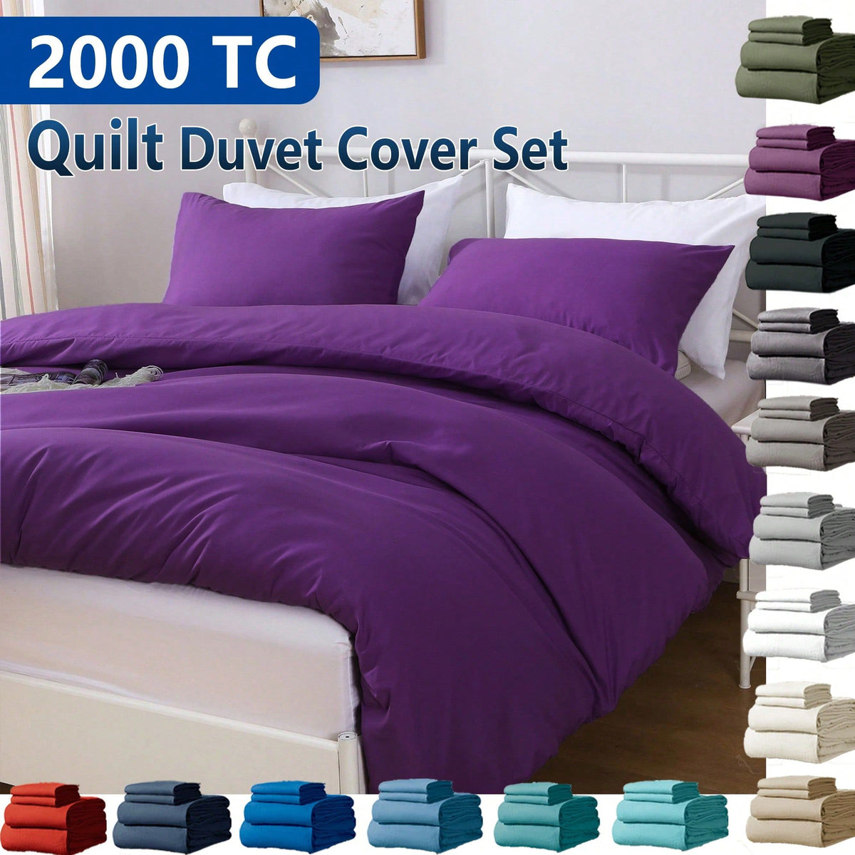 Hotel Soft Microfiber Duvet Cover Set-2000TC Quilt Cover Set & Pillowcases -1 Donna Cover Zipper Closure & 1 x Pillowcases-Br