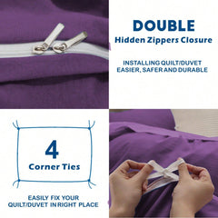Hotel Soft Microfiber Duvet Cover Set-2000TC Quilt Cover Set & Pillowcases -1 Donna Cover Zipper Closure & 1 x Pillowcases-Br