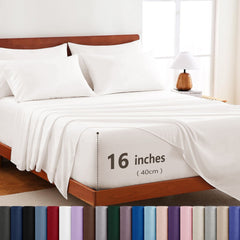 Hotel Soft Bed Sheet Set- Bedding Sheets & Pillowcases -Breathable Bedding - Wrinkle, Fade, Stain Resistant-Deep Pocket Flat 