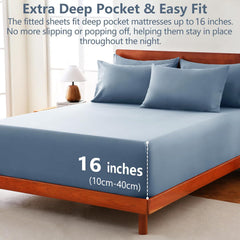 Hotel Soft Bed Sheet Set- Bedding Sheets & Pillowcases -Breathable Bedding - Wrinkle, Fade, Stain Resistant-Deep Pocket Flat 
