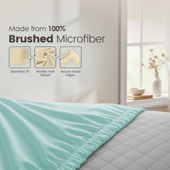 Hotel Quality Fitted Sheet - 1 Piece Fitted Sheet  -Breathable Bedding - Wrinkle, Fade, Stain Resistant- 16inch/40cm Deep Poc
