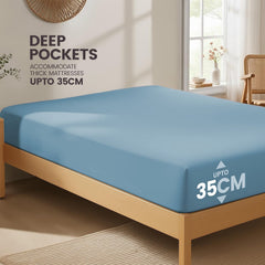 Hotel Quality Fitted Sheet - 1 Piece Fitted Sheet  -Breathable Bedding - Wrinkle, Fade, Stain Resistant- 16inch/40cm Deep Poc