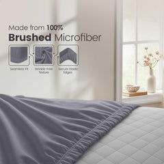 Hotel Quality Fitted Sheet - 1 Piece Fitted Sheet  -Breathable Bedding - Wrinkle, Fade, Stain Resistant- 16inch/40cm Deep Poc