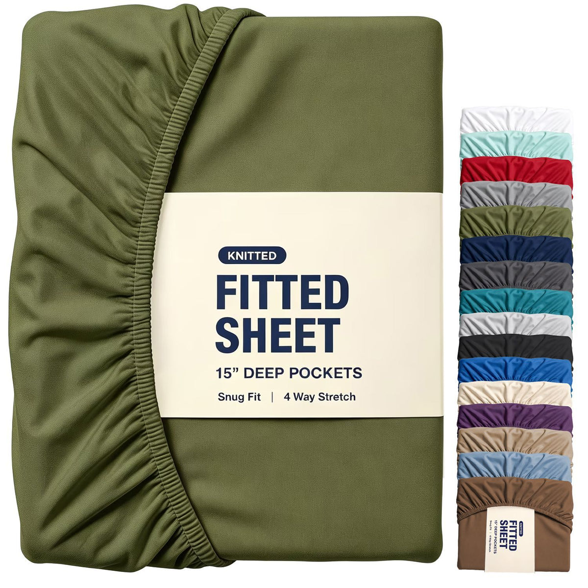 Hotel Quality Fitted Sheet - 1 Piece Fitted Sheet  -Breathable Bedding - Wrinkle, Fade, Stain Resistant- 16inch/40cm Deep Poc