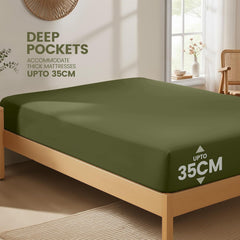 Hotel Quality Fitted Sheet - 1 Piece Fitted Sheet  -Breathable Bedding - Wrinkle, Fade, Stain Resistant- 16inch/40cm Deep Poc