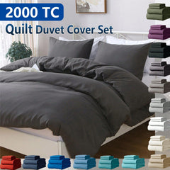 Hotel Soft Microfiber Duvet Cover Set-2000TC Quilt Cover Set & Pillowcases -1 Donna Cover Zipper Closure & 1 x Pillowcases-Br