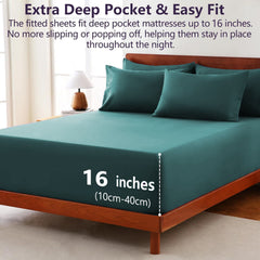 Hotel Soft Bed Sheet Set- Bedding Sheets & Pillowcases -Breathable Bedding - Wrinkle, Fade, Stain Resistant-Deep Pocket Flat 