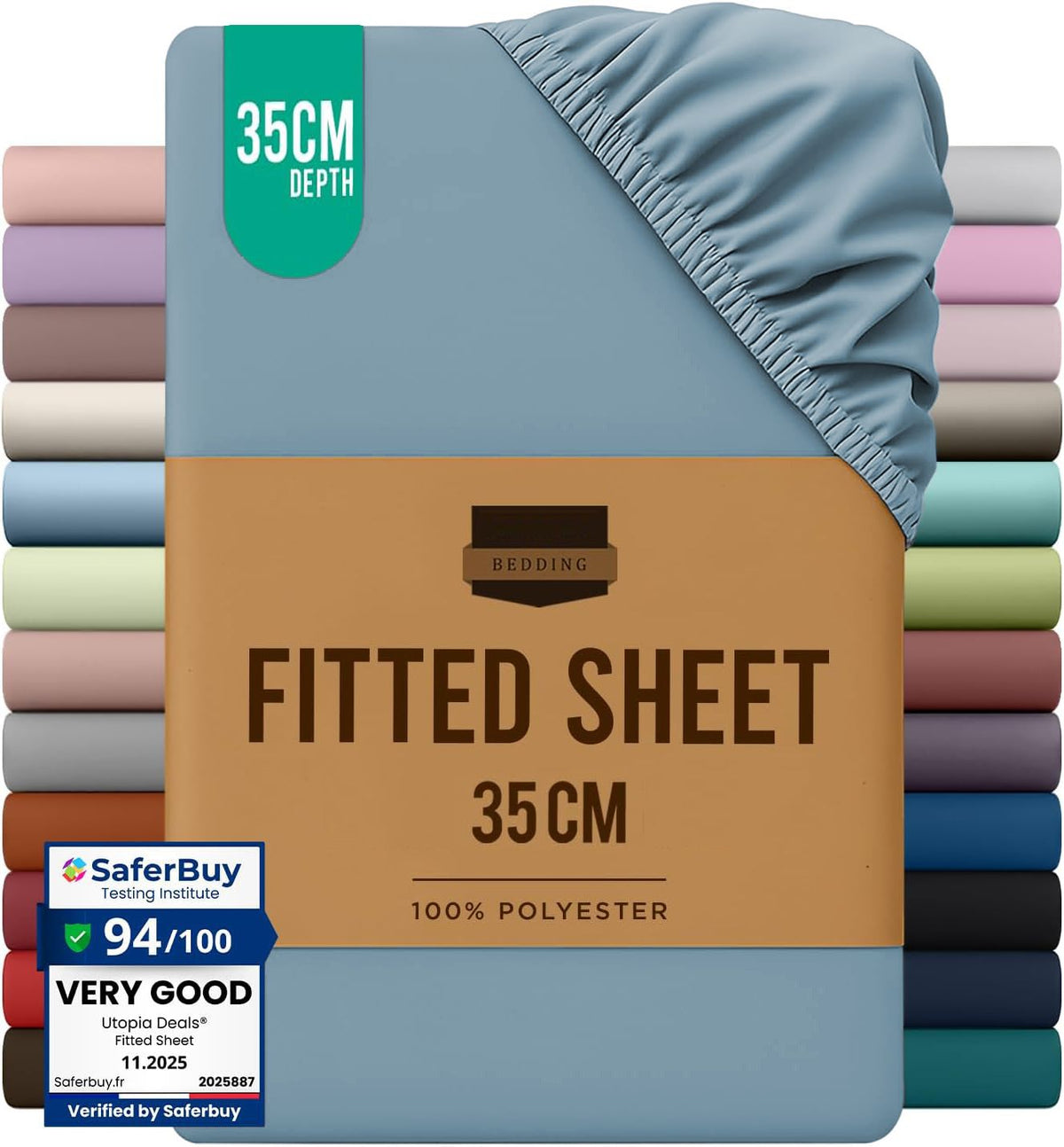 Hotel Quality Fitted Sheet - 1 Piece Fitted Sheet  -Breathable Bedding - Wrinkle, Fade, Stain Resistant- 16inch/40cm Deep Poc