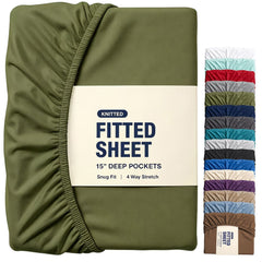 Hotel Quality Fitted Sheet - 1 Piece Fitted Sheet  -Breathable Bedding - Wrinkle, Fade, Stain Resistant- 16inch/40cm Deep Poc