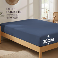 Hotel Quality Fitted Sheet - 1 Piece Fitted Sheet  -Breathable Bedding - Wrinkle, Fade, Stain Resistant- 16inch/40cm Deep Poc