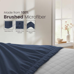 Hotel Quality Fitted Sheet - 1 Piece Fitted Sheet  -Breathable Bedding - Wrinkle, Fade, Stain Resistant- 16inch/40cm Deep Poc
