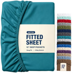 Hotel Quality Fitted Sheet - 1 Piece Fitted Sheet  -Breathable Bedding - Wrinkle, Fade, Stain Resistant- 16inch/40cm Deep Poc