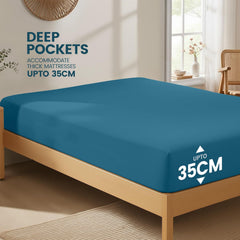 Hotel Quality Fitted Sheet - 1 Piece Fitted Sheet  -Breathable Bedding - Wrinkle, Fade, Stain Resistant- 16inch/40cm Deep Poc