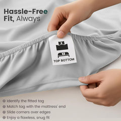 Hotel Quality Fitted Sheet - 1 Piece Fitted Sheet  -Breathable Bedding - Wrinkle, Fade, Stain Resistant- 16inch/40cm Deep Poc