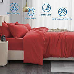 Hotel Soft Microfiber Duvet Cover Set-2000TC Quilt Cover Set & Pillowcases -1 Donna Cover Zipper Closure & 1 x Pillowcases-Br