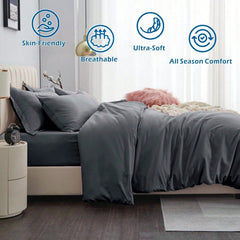Hotel Soft Microfiber Duvet Cover Set-2000TC Quilt Cover Set & Pillowcases -1 Donna Cover Zipper Closure & 1 x Pillowcases-Br