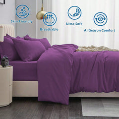 Hotel Soft Microfiber Duvet Cover Set-2000TC Quilt Cover Set & Pillowcases -1 Donna Cover Zipper Closure & 1 x Pillowcases-Br