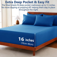 Hotel Soft Bed Sheet Set- Bedding Sheets & Pillowcases -Breathable Bedding - Wrinkle, Fade, Stain Resistant-Deep Pocket Flat 
