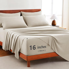 Hotel Soft Bed Sheet Set- Bedding Sheets & Pillowcases -Breathable Bedding - Wrinkle, Fade, Stain Resistant-Deep Pocket Flat 