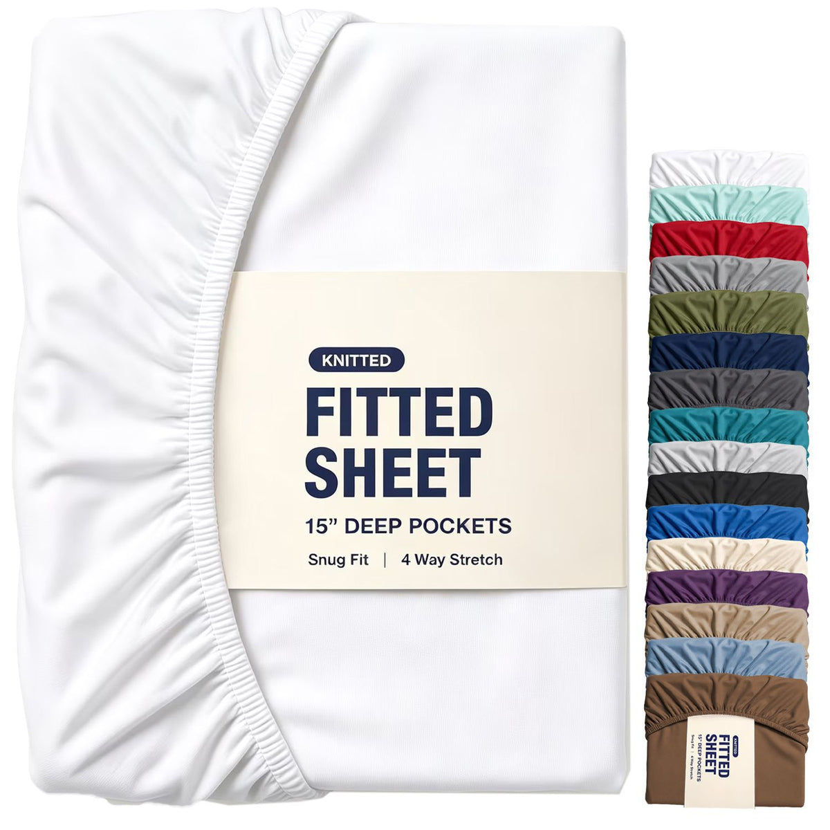 Hotel Quality Fitted Sheet - 1 Piece Fitted Sheet  -Breathable Bedding - Wrinkle, Fade, Stain Resistant- 16inch/40cm Deep Poc