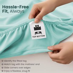 Hotel Quality Fitted Sheet - 1 Piece Fitted Sheet  -Breathable Bedding - Wrinkle, Fade, Stain Resistant- 16inch/40cm Deep Poc