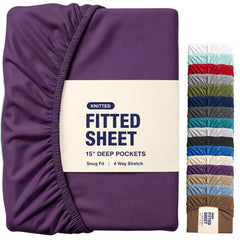Hotel Quality Fitted Sheet - 1 Piece Fitted Sheet  -Breathable Bedding - Wrinkle, Fade, Stain Resistant- 16inch/40cm Deep Poc