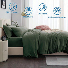 Hotel Soft Microfiber Duvet Cover Set-2000TC Quilt Cover Set & Pillowcases -1 Donna Cover Zipper Closure & 1 x Pillowcases-Br